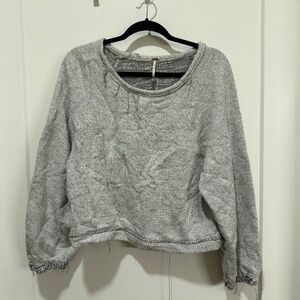 Free People Marled Distressed Slouchy Cropped Sweater M
